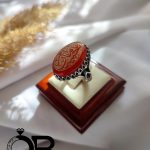 انگشتر نقره مردانه نگین قرمز خطی مکتوب