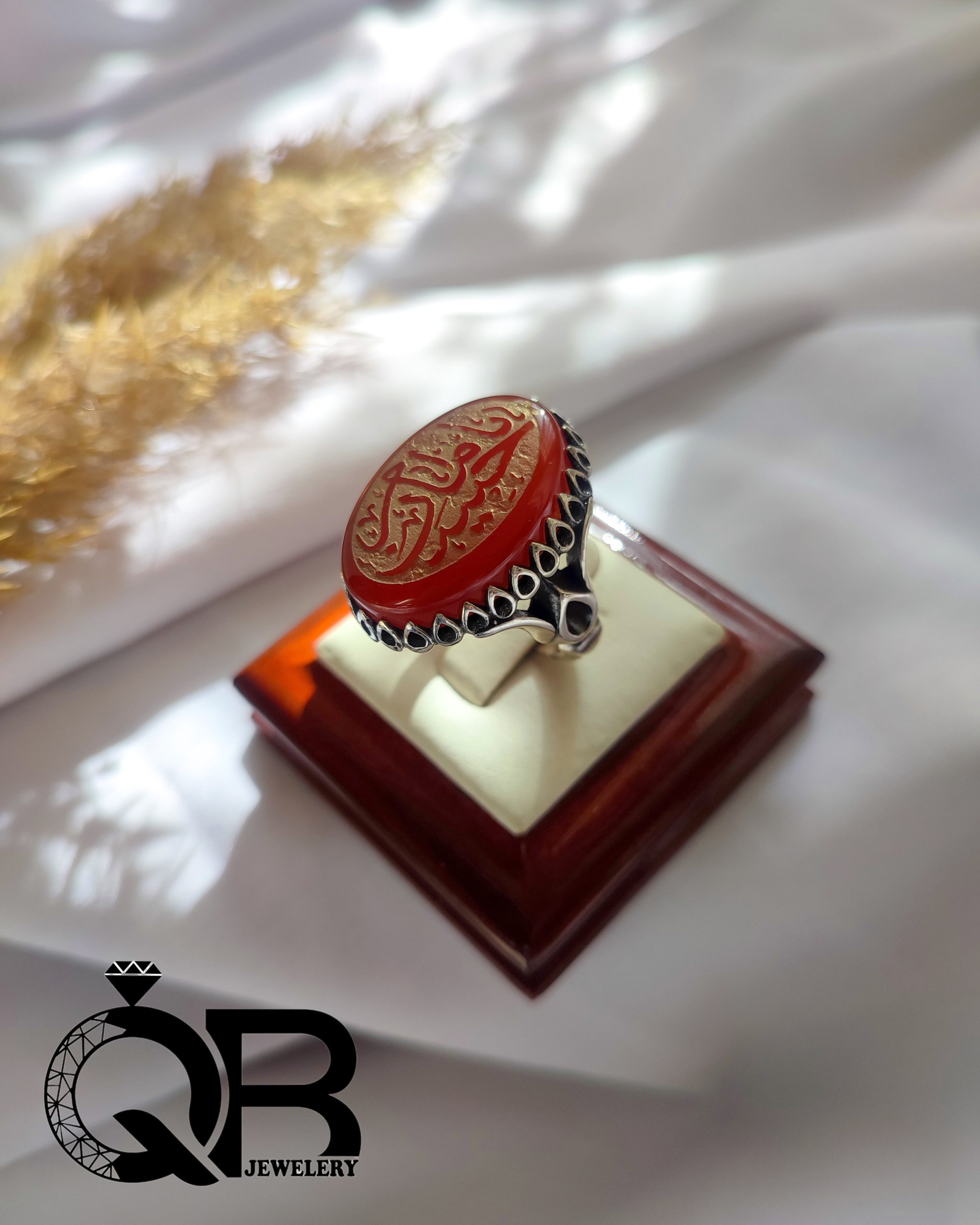 mens-ring-red-ya-emam-hosein انگشتر نقره مردانه نگین قرمز خطی مکتوب