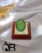 انگشتر نقره مردانه نگین عقیق سبز مکتوب - تصویر 2
