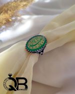 انگشتر نقره مردانه نگین عقیق سبز مکتوب - تصویر 3