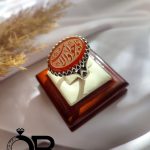 انگشتر نقره مردانه نگین عقیق قرمز خطی مکتوب