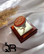 انگشتر نقره مردانه نگین عقیق قرمز خطی مکتوب