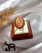 انگشتر نقره مردانه نگین عقیق قرمز خطی مکتوب - تصویر 2