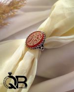 انگشتر نقره مردانه نگین عقیق قرمز خطی مکتوب - تصویر 3