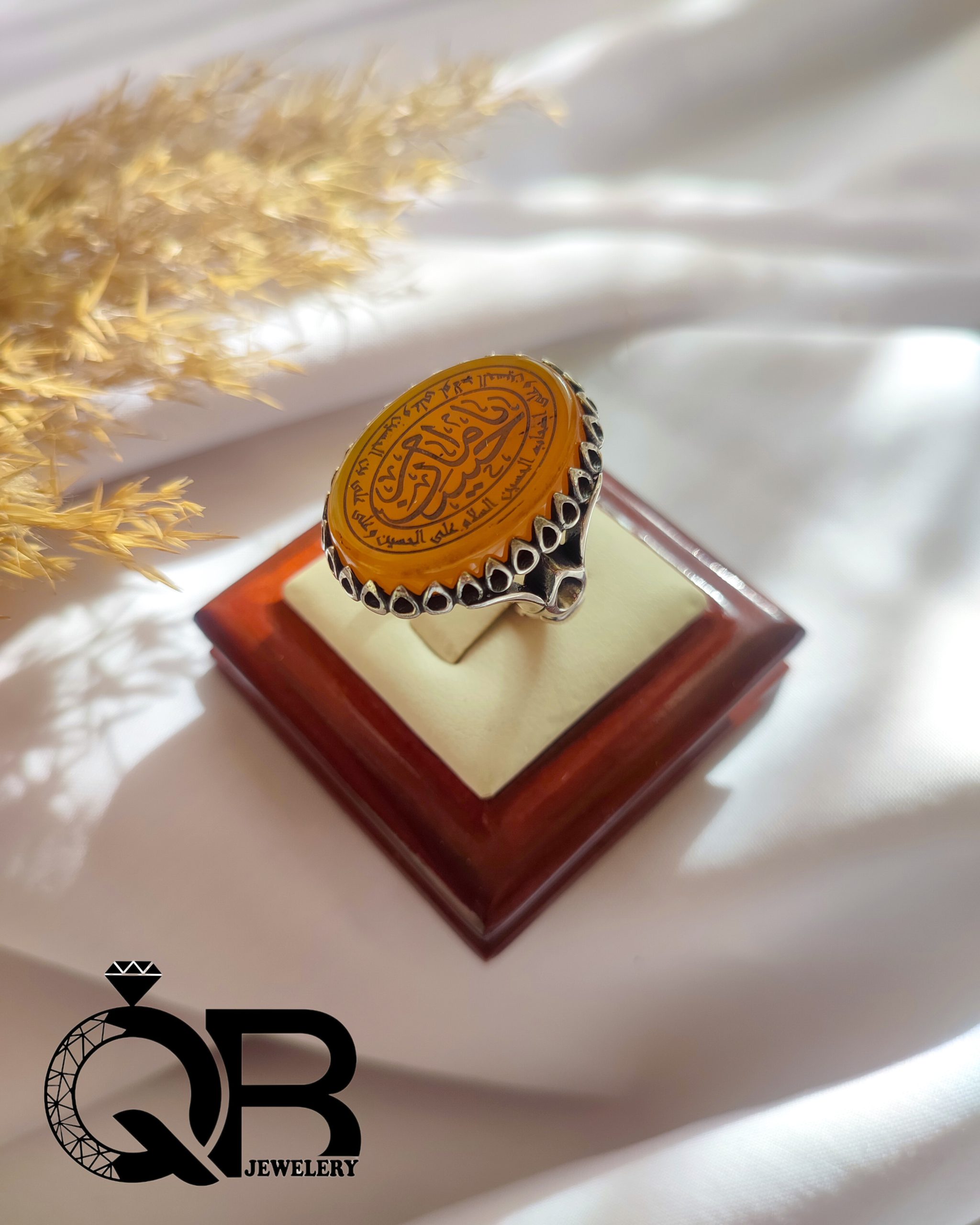 ring-ya-emam-hosein-yellow انگشتر نقره خطی زرد مکتوب