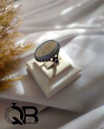 انگشتر نقره مردانه نگین عقیق آبی خطی مکتوب