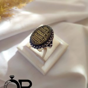 انگشتر نقره مردانه نگین عقیق مشکی خطی مکتوب
