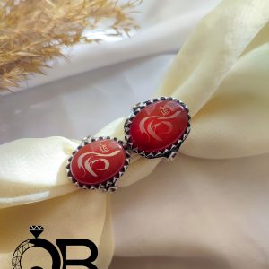 انگشتر ست نقره عقیق قرمز خطی مکتوب
