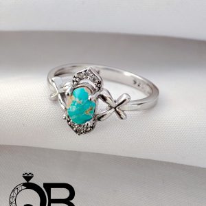 انگشتر نقره زنانه با عیار925 با نگین فیروزه