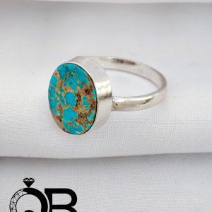 انگشتر نقره زنانه فیروزه نیشابور دایره ای