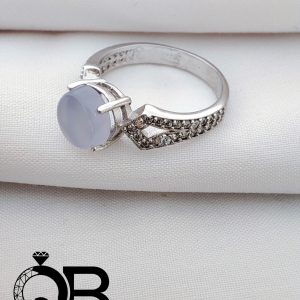 انگشتر نقره زنانه با نگین عقیق یمنی کبود