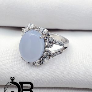 انگشتر نقره زنانه نگین عقیق یمنی کبود طرح1