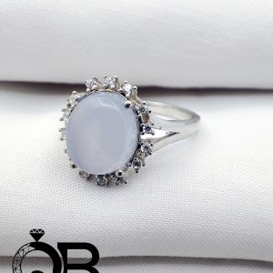 انگشتر نقره زنانه نگین عقیق یمنی کبود طرح4