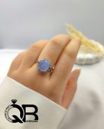 انگشتر نقره زنانه نگین عقیق یمنی کبود طرح4 - تصویر 4