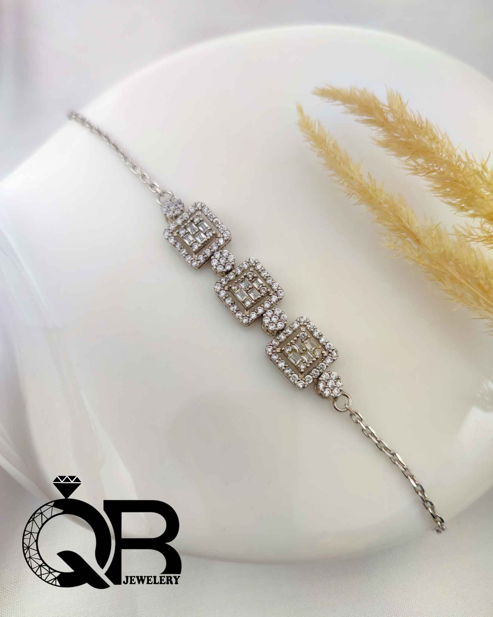 Women's silver bracelet solitaire 05 دستبند نقره زنانه و دخترانه مدل سولیتر05