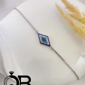 دستبند نقره زنانه و دخترانه مدل چشم نظر لوزی