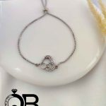 دستبند نقره زنانه طرح قلب و حلقه