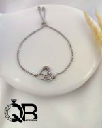 دستبند نقره زنانه طرح قلب و حلقه