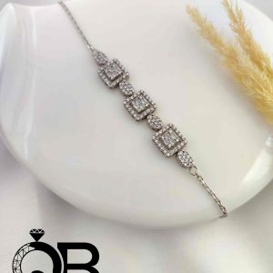 دستبند نقره زنانه طرح نگین بیضی