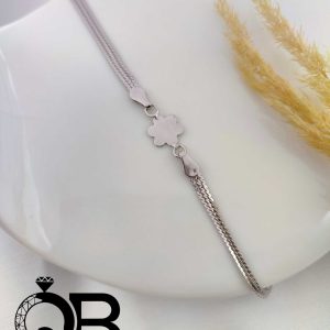 دستبند نقره طرح تک گل آینه ای