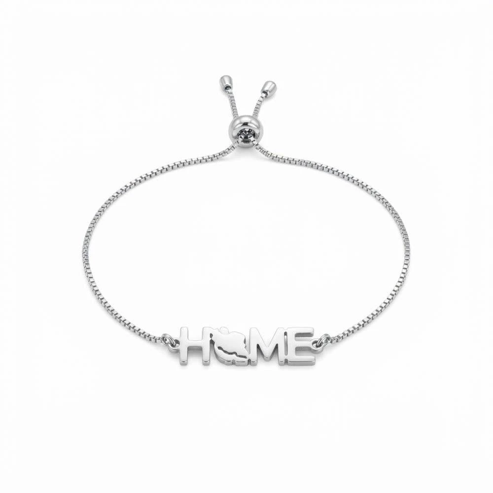 دستبند “HOME” طرح نقشه ایران آسانسوری استیل A17