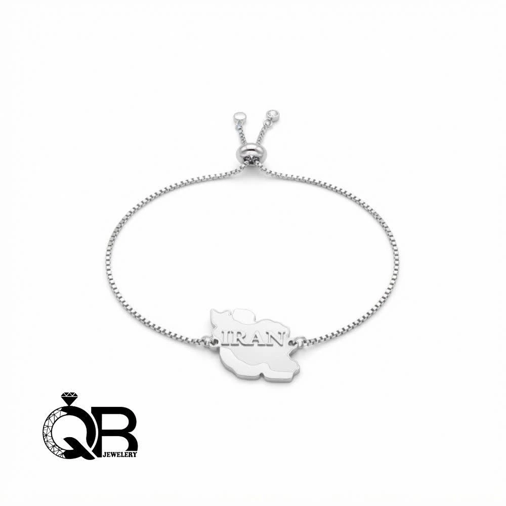 دستبند استیل طرح نقشه ایران زنانه و دخترانه رنگ ثابت A15