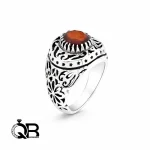 انگشتر نقره ۹۲۵ مردانه با نگین گارنت قرمز (نماد عشق و اراده)A121