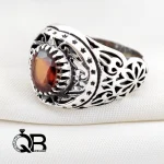 انگشتر نقره ۹۲۵ مردانه با نگین گارنت قرمز (نماد عشق و اراده)A121