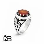 انگشتر نقره مردانه سنگ گارنت قرمز اصل A122