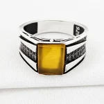 انگشتر نقره مردانه اونیکس زردA100
