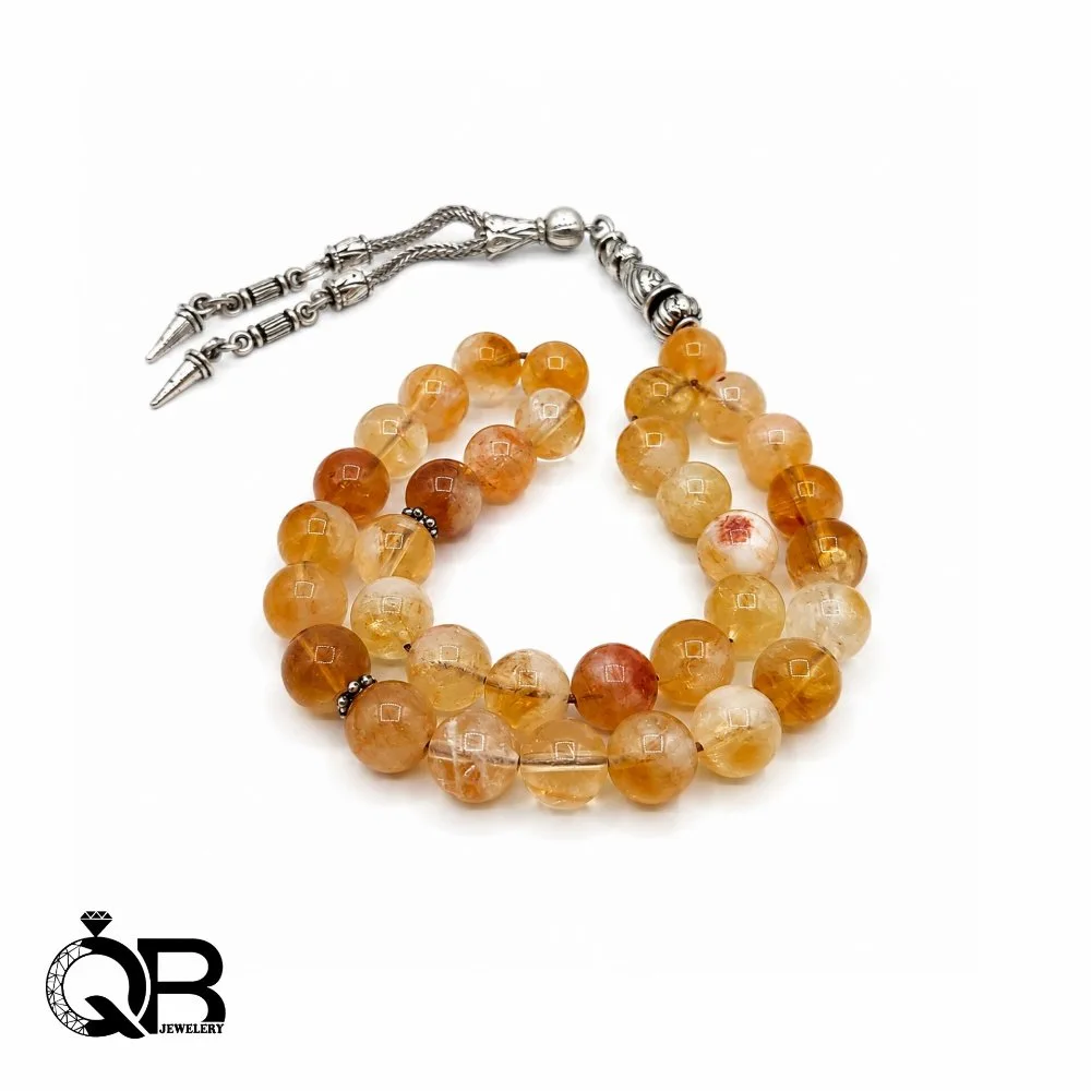 citrine-tasbih-yellow-8mm-a217-1 تسبیح سیترین اصل (سنگ ثروت) جذب انرژی مثبت و سلامتی A217