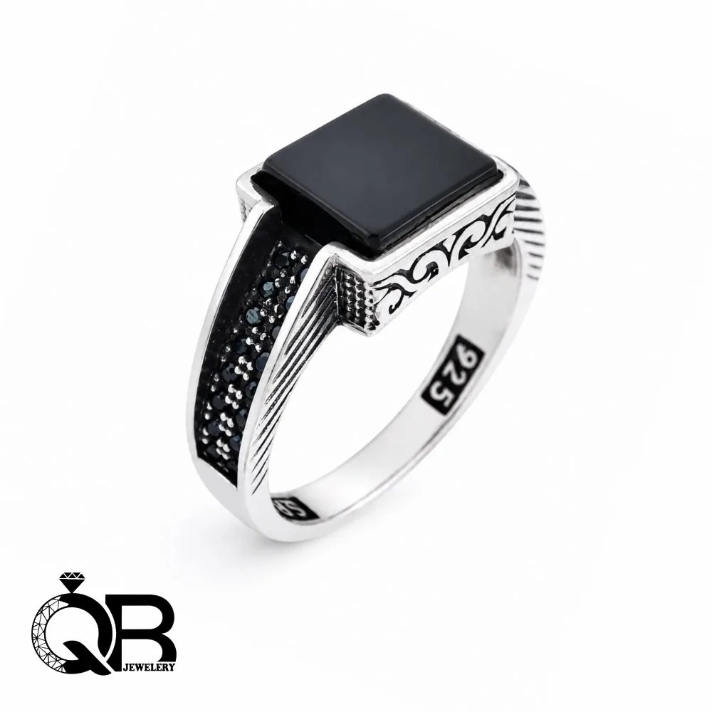 men-silver-ring-black-onyx-sport-a238-1 انگشتر نقره مردانه مدل اسپرت با نگین اونیکس مشکی A238