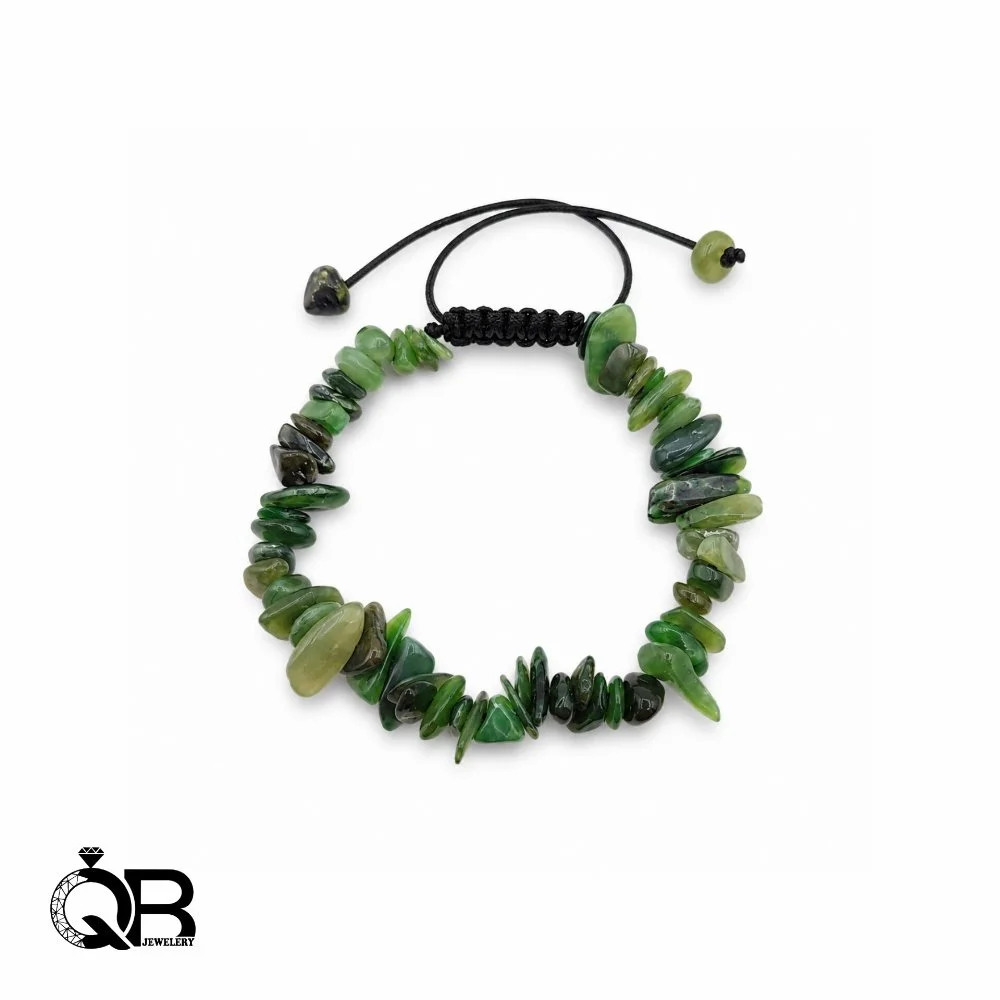 yashm-chip-bracelet-a222-1 دستبند سنگ یشم سبز طبیعی مدل چیپسی A222
